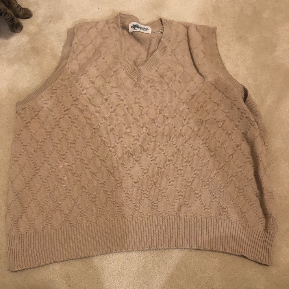 vintage tan mens vneck sweater vest
